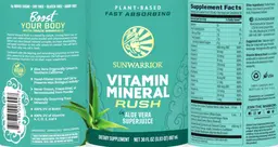 Label for Vitamin Mineral Rush in Aloe Vera Superjuice