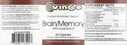 Label for Brain/Memory with Huperzine A