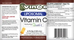 Label for Liposomal Vitamin C Orange Creamsicle Flavor