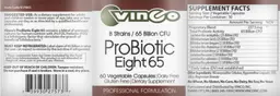Label for ProBiotic Eight 65