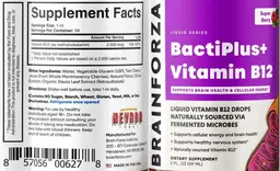 Label for BactiPlus+ Vitamin B12 Super Berry
