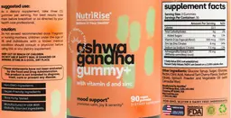 Label for Ashwagandha Gummy+ with Vitamin D and Zinc