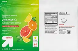 Label for Vitamin C Supplement Drops Citrus Flavored