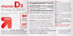 Label for Vitamin D3 50 mcg | 2,000 IU