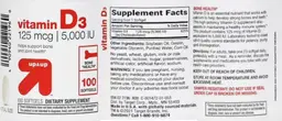Label for Vitamin D3 125 mcg | 5,000 IU