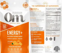 Label for Energy+ Drink Mix Citrus Orange Flavor