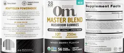 Label for Master Blend Mushroom Gummies Mixed Berry Flavor