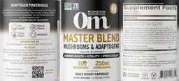 Label for Master Blend Mushrooms & Adaptogens
