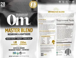 Label for Master Blend Mushrooms & Adaptogens Powder