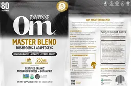 Label for Master Blend Mushrooms & Adaptogens Powder