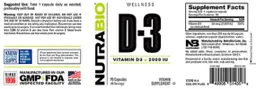 Label for Vitamin D3 2000 IU