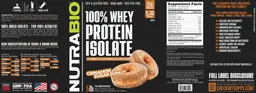 Label for 100% Whey Protein Isolate Cinnamon Sugar Donut