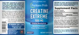 Label for Creatine Extreme Caps 1000 mg