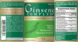 Label for Ginseng Complex