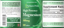 Label for High Potency Magnesium 500 mg