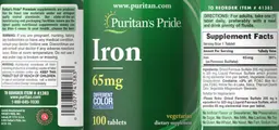 Label for Iron 65 mg