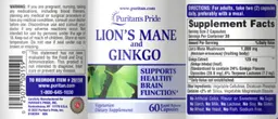 Label for Lion's Mane and Ginkgo