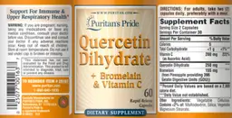 Label for Quercetin Dihydrate plus Bromelain & Vitamin C
