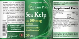 Label for Sea Kelp with 200 mcg of Iodine
