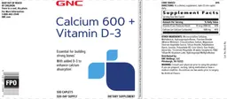 Label for Calcium 600 + Vitamin D-3