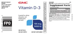 Label for Vitamin D-3 125 mcg 5000 IU
