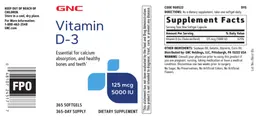 Label for Vitamin D-3 125 mcg 5000 IU