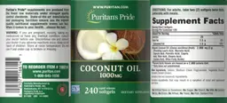 Label for Coconut Oil 1000 mg
