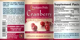Label for Cranberry Fruit Concentrate