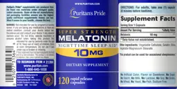 Label for Super Strength Melatonin 10 mg
