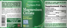 Label for Magnesium Citrate