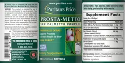Label for Prosta-Metto Saw Palmetto Complex