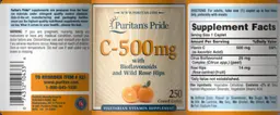 Label for C-500 mg with Bioflavonoids and Wild Rose Hips
