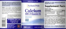 Label for Calcium 600 + Vitamin D3