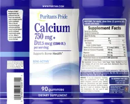 Label for Calcium 750 mg + D 37.5 mcg (1500 IU)