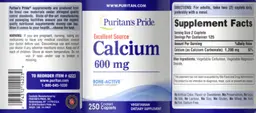 Label for Calcium 600 mg