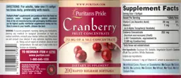 Label for Cranberry Fruit Concentrate