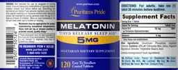 Label for Melatonin 5 mg