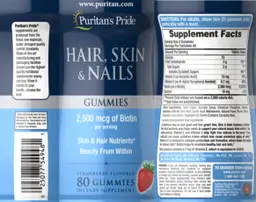 Label for Hair, Skin & Nails Gummies Strawberry Flavored
