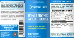 Label for Hyaluroinic Acid 100 mg