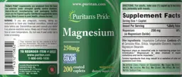 Label for Magnesium 250 mg