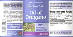 Label for Oil of Oregano 150 mg