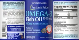 Label for Omega-3 Fish Oil 1200 mg