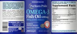 Label for Omega-3 Fish Oil 1200 mg