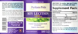 Label for Soy Lecithin 1200 mg
