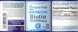 Label for Ultra Mega Biotin 10,000 mcg