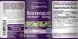 Label for Resveratrol 100 mg