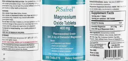 Label for Magnesium Oxide Tablets 400 mg