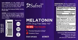 Label for Melatonin 60 mg Strawberry Flavor