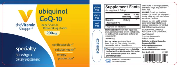 Label for Ubiquinol CoQ-10 200 mg