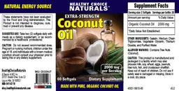 Label for Extra-Strength Coconut Oil 2000 mg